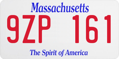 MA license plate 9ZP161
