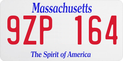 MA license plate 9ZP164