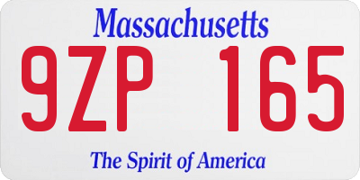 MA license plate 9ZP165