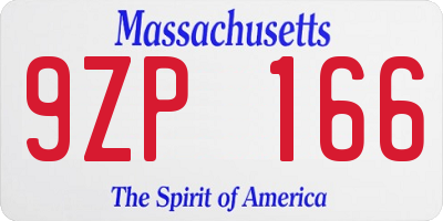 MA license plate 9ZP166