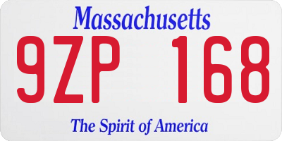 MA license plate 9ZP168
