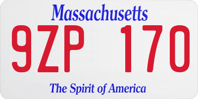 MA license plate 9ZP170