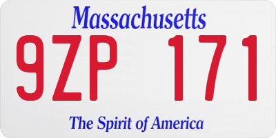 MA license plate 9ZP171