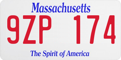 MA license plate 9ZP174