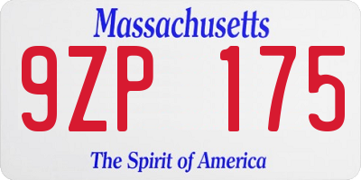 MA license plate 9ZP175