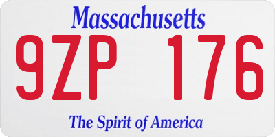 MA license plate 9ZP176