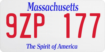 MA license plate 9ZP177