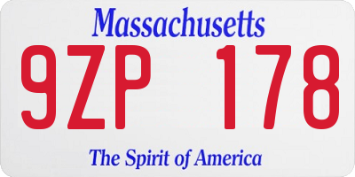 MA license plate 9ZP178