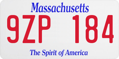 MA license plate 9ZP184