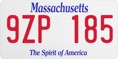 MA license plate 9ZP185