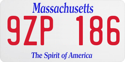 MA license plate 9ZP186