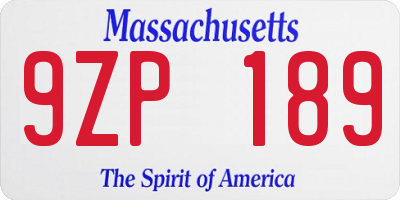 MA license plate 9ZP189