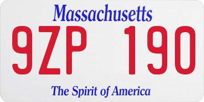 MA license plate 9ZP190