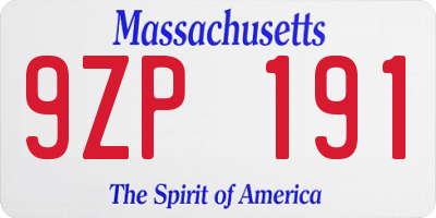 MA license plate 9ZP191