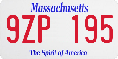 MA license plate 9ZP195