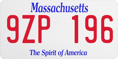 MA license plate 9ZP196
