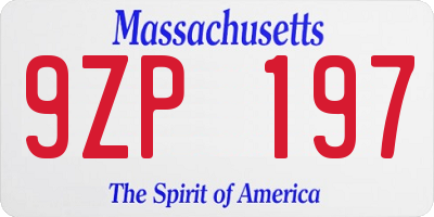 MA license plate 9ZP197