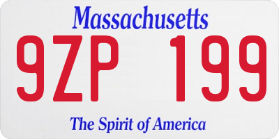 MA license plate 9ZP199