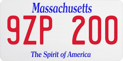 MA license plate 9ZP200