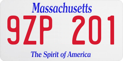 MA license plate 9ZP201