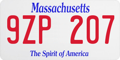 MA license plate 9ZP207