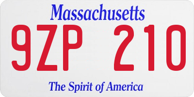 MA license plate 9ZP210