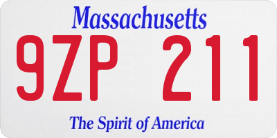 MA license plate 9ZP211