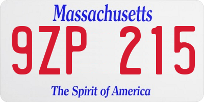 MA license plate 9ZP215