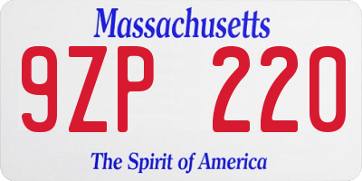 MA license plate 9ZP220