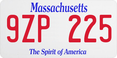 MA license plate 9ZP225