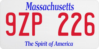 MA license plate 9ZP226