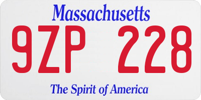 MA license plate 9ZP228