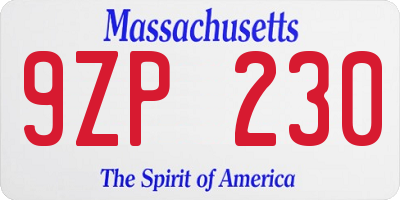 MA license plate 9ZP230