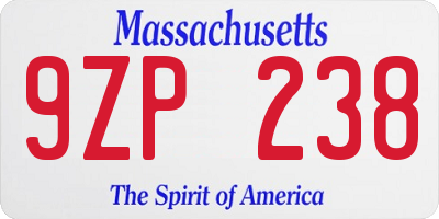 MA license plate 9ZP238