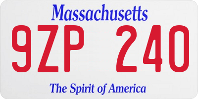 MA license plate 9ZP240