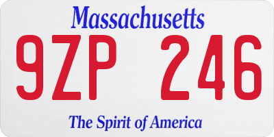 MA license plate 9ZP246