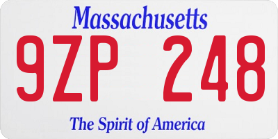 MA license plate 9ZP248