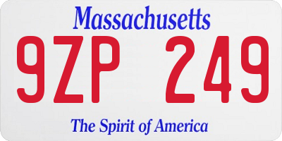 MA license plate 9ZP249
