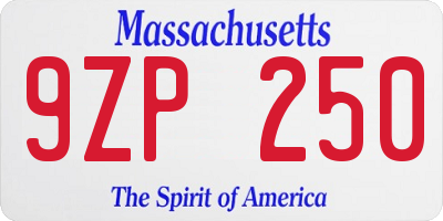 MA license plate 9ZP250
