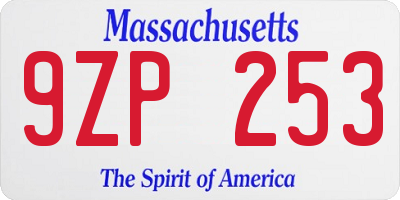 MA license plate 9ZP253