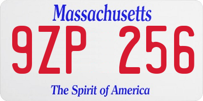 MA license plate 9ZP256