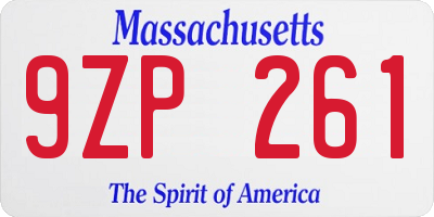 MA license plate 9ZP261