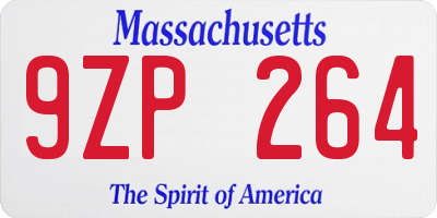 MA license plate 9ZP264
