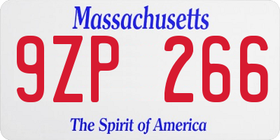 MA license plate 9ZP266