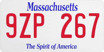 MA license plate 9ZP267