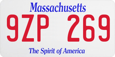 MA license plate 9ZP269