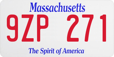 MA license plate 9ZP271