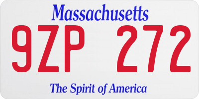 MA license plate 9ZP272