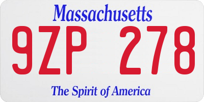 MA license plate 9ZP278