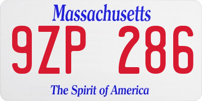 MA license plate 9ZP286